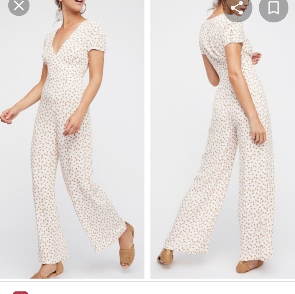 Free people Peach Print Jumpsuit